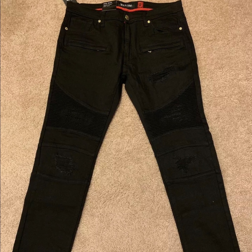 Makobi jeans black 36 waist 32 long slim fit NWT
